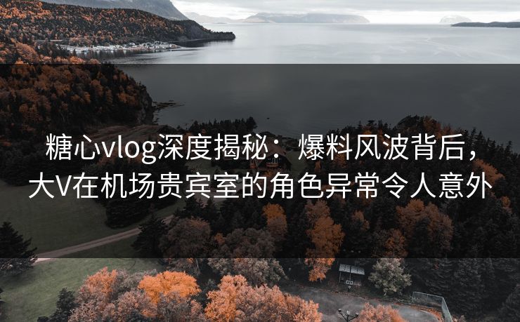 糖心vlog深度揭秘：爆料风波背后，大V在机场贵宾室的角色异常令人意外